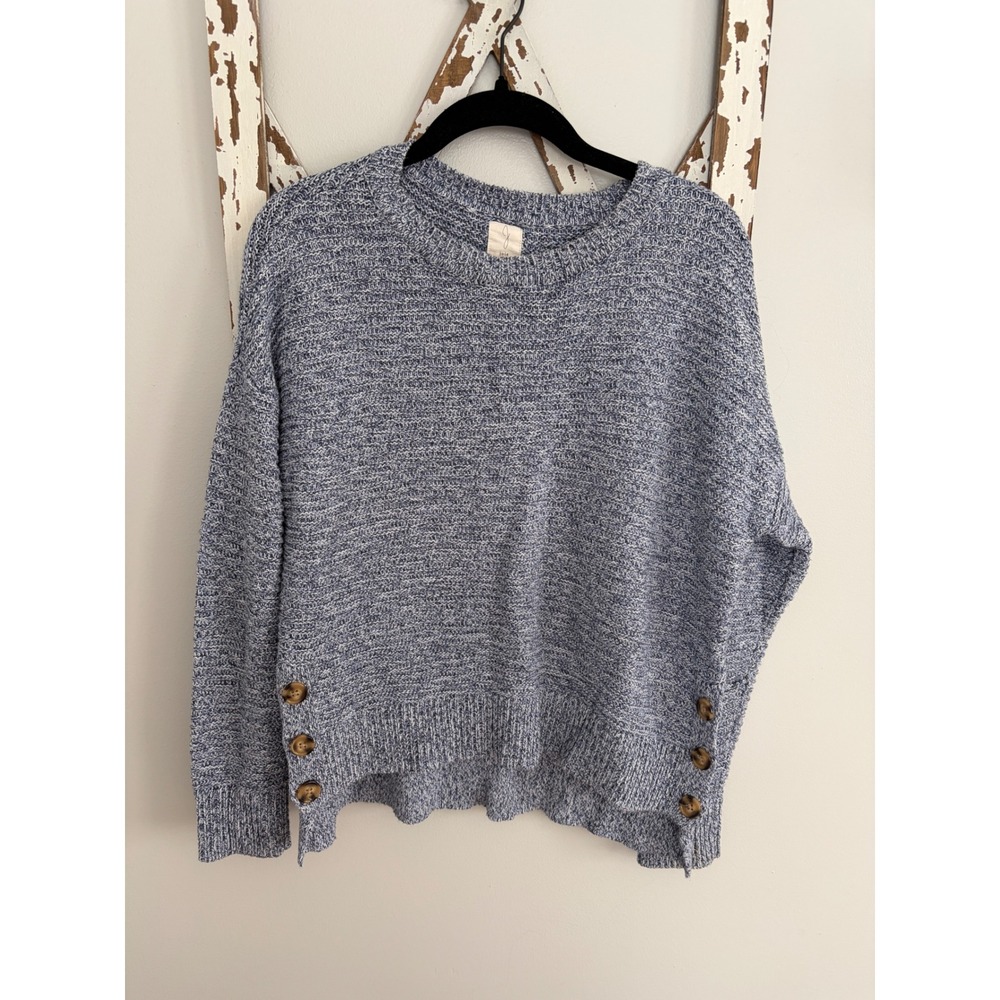 Joie Sweater Women's Size Small Blue Knit‎ Pullover Side Button Detail